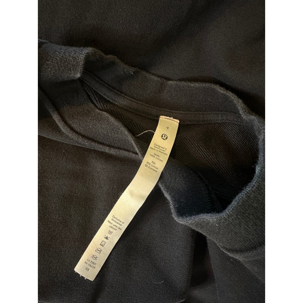 Lululemon Cotton Pullover Crew Neck Black Sweatshirt 4 - Picture 4 of 4